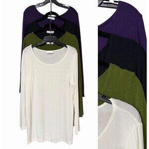 Bryn Walker LOT OF 4 Micro Modal Tunic Tops Size Large Purple/Black/Green/White